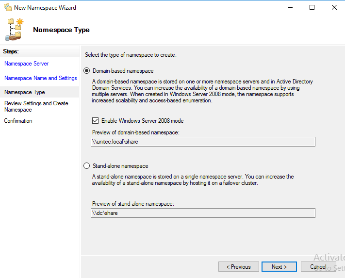 Создание Namespace шаг 2